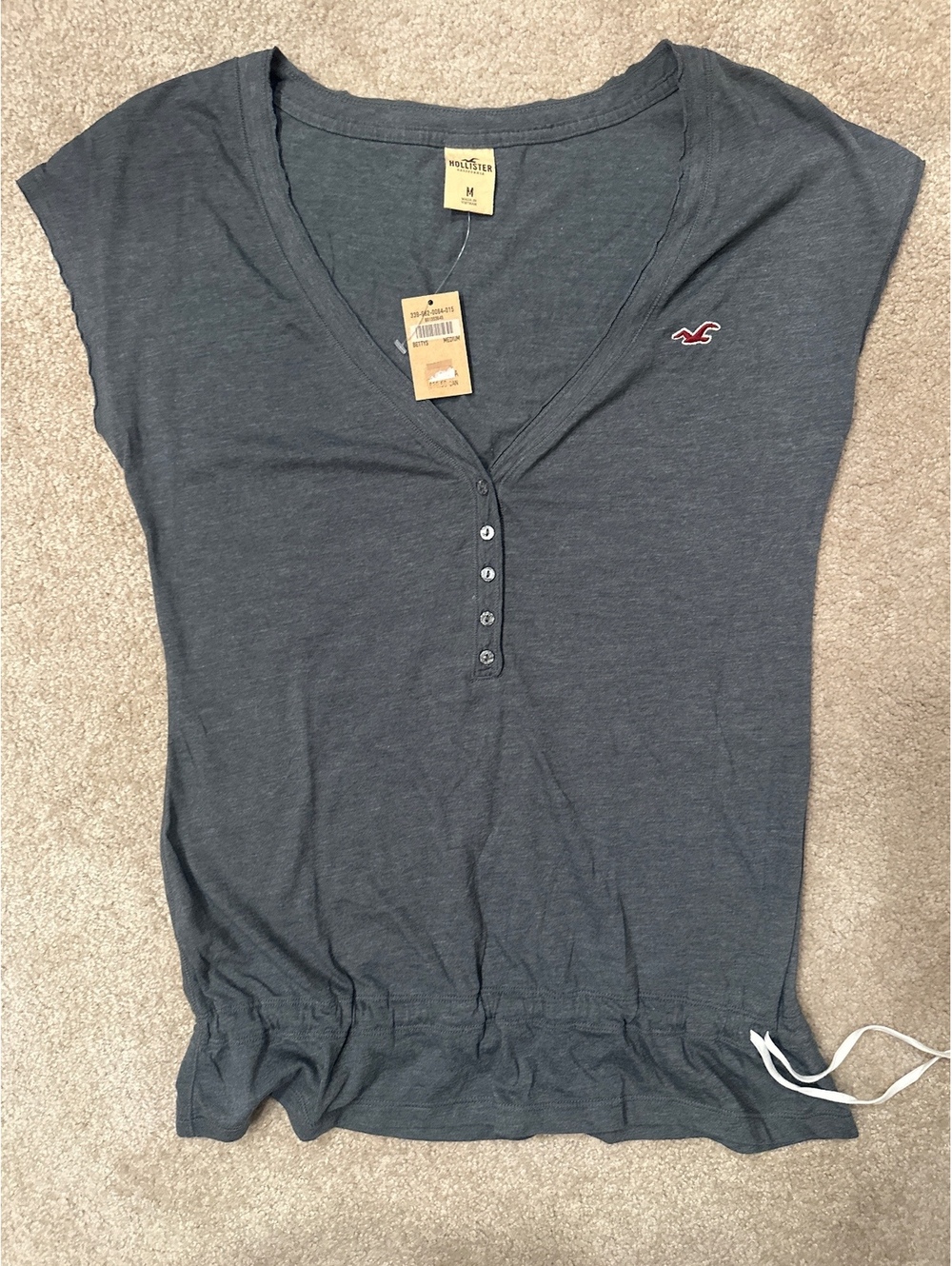 (2)Hollister Women's Medium Gray Short Sleeve Button-Up Top